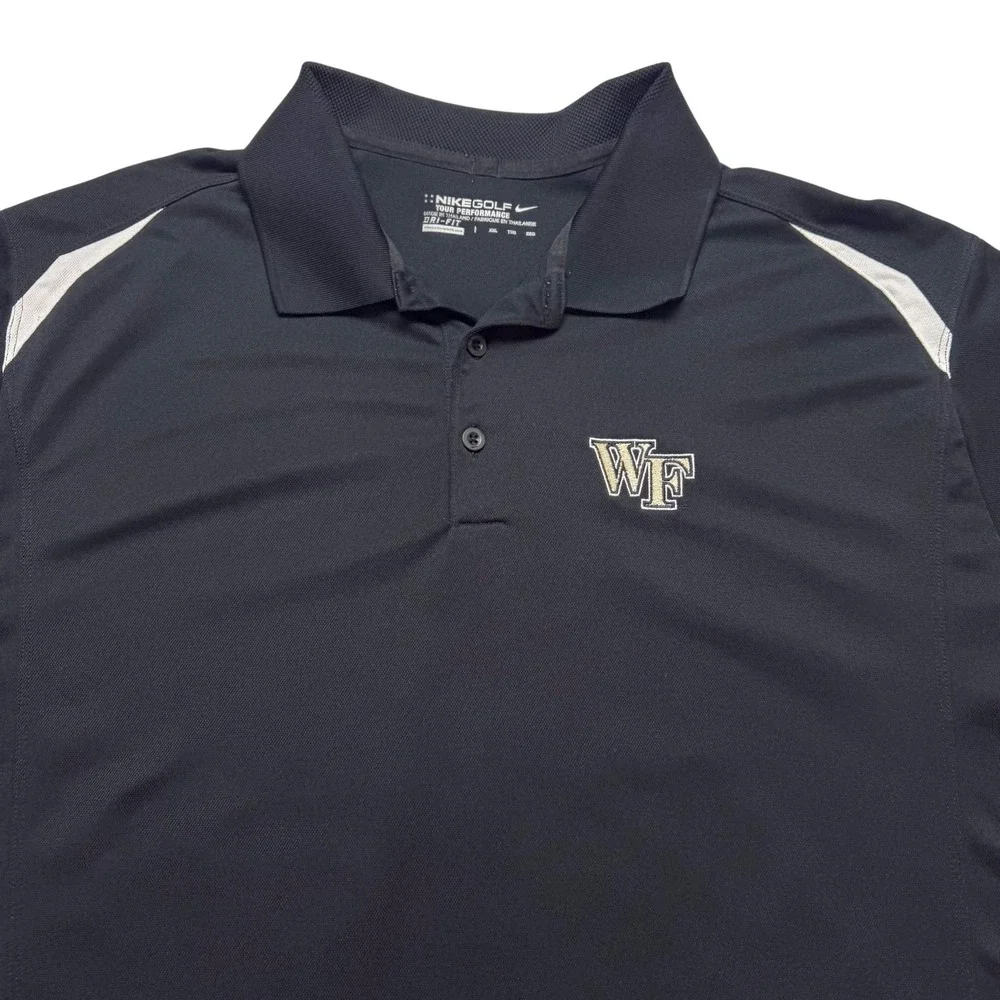 Wake Forest Demon Deacons Polo‎ Shirt Mens 2XL Black NCAA Golf Nike Dri Fit Work